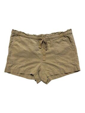 LOFT Drawstring Shorts Womens Small Tan Lyocell Linen Pull On Casual
